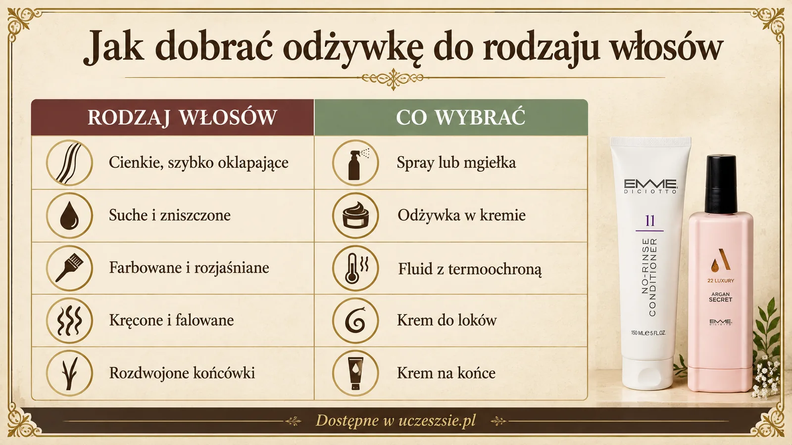 Jak dobrać odżywkę bez spłukiwania do rodzaju włosów