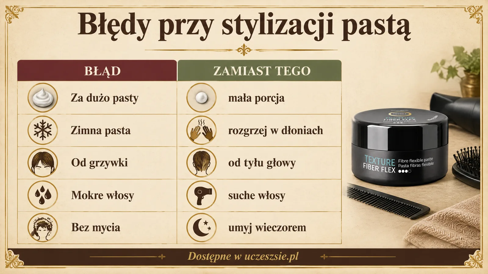 Najczęstsze błędy przy stylizacji włosów pastą
